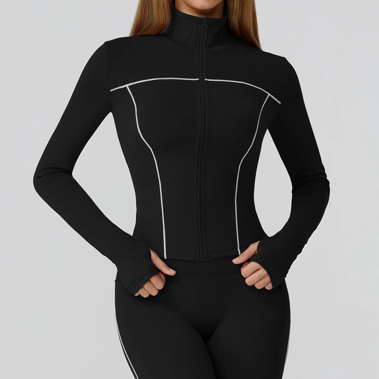 Vêtements de Yoga femmes veste de Sport course chemise à manches longues vestes de Sport haut mantea