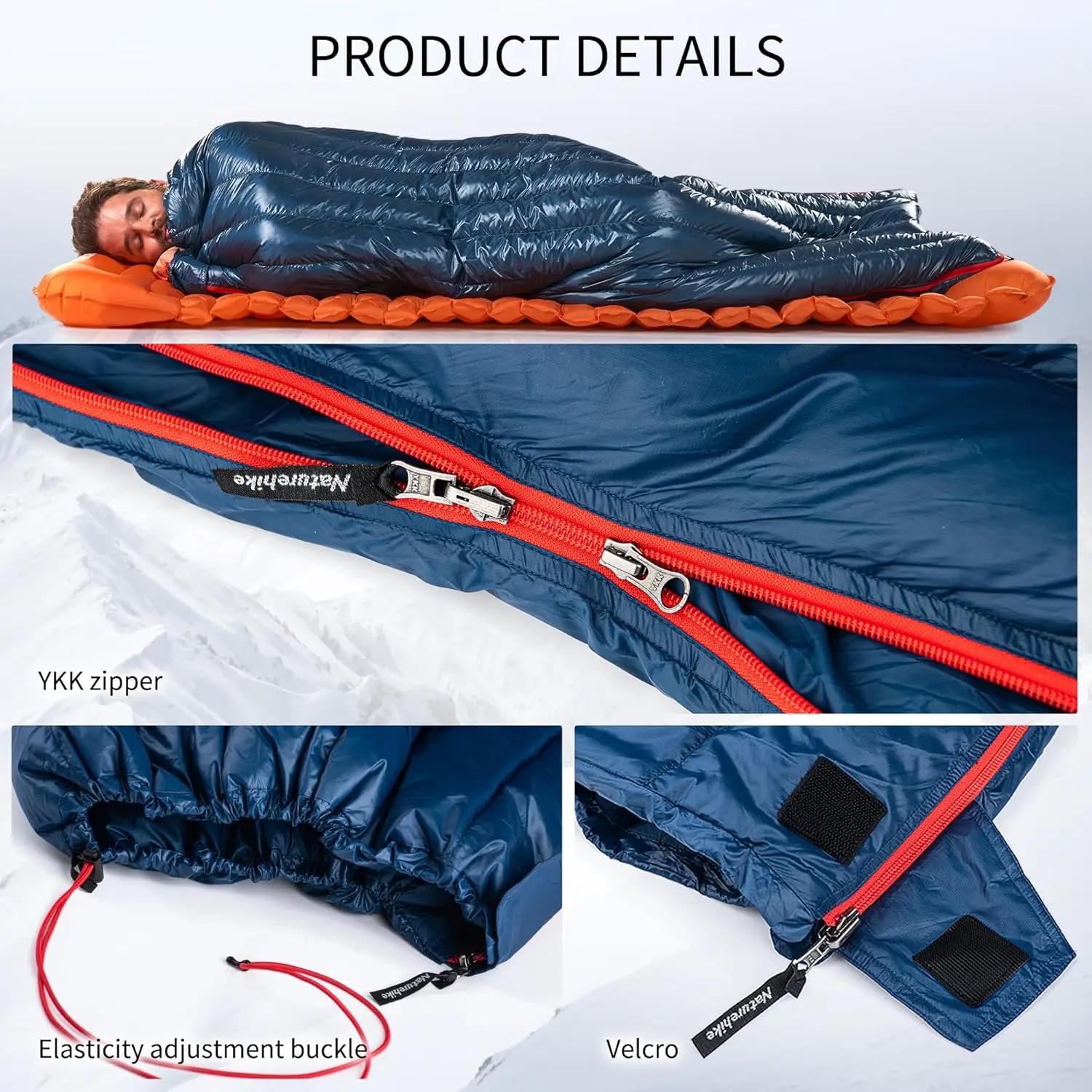Natureifa-Sac de couchage en duvet de canard ultraléger, CW280, CWM400, sacs de voyage de printemps,