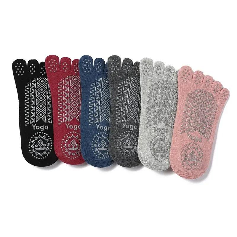 Chaussettes de Yoga respirantes à cinq orteils pour femmes, chaussettes de Pilates à bandes antidéra