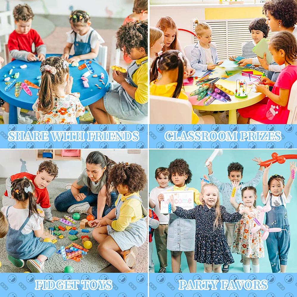 30 pièces Mini Pop porte-clés Fidget jouets Push Pop en vrac porte-clés faveurs de fête pour enfants