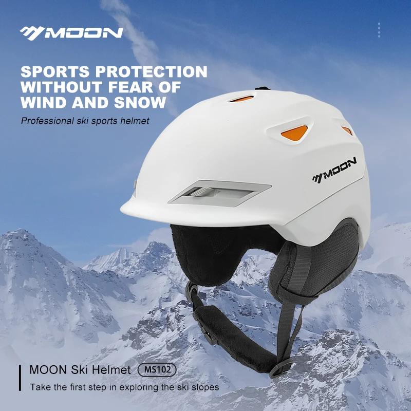 MOON-Casque de ski avec lunettes pour adultes, casque 506, coque PC durable, mousse EPS, casques de