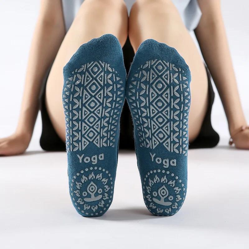 Chaussettes de Yoga antidérapantes avec pansement en coton, dos nu, Pilates, pour femmes, Fitness, B