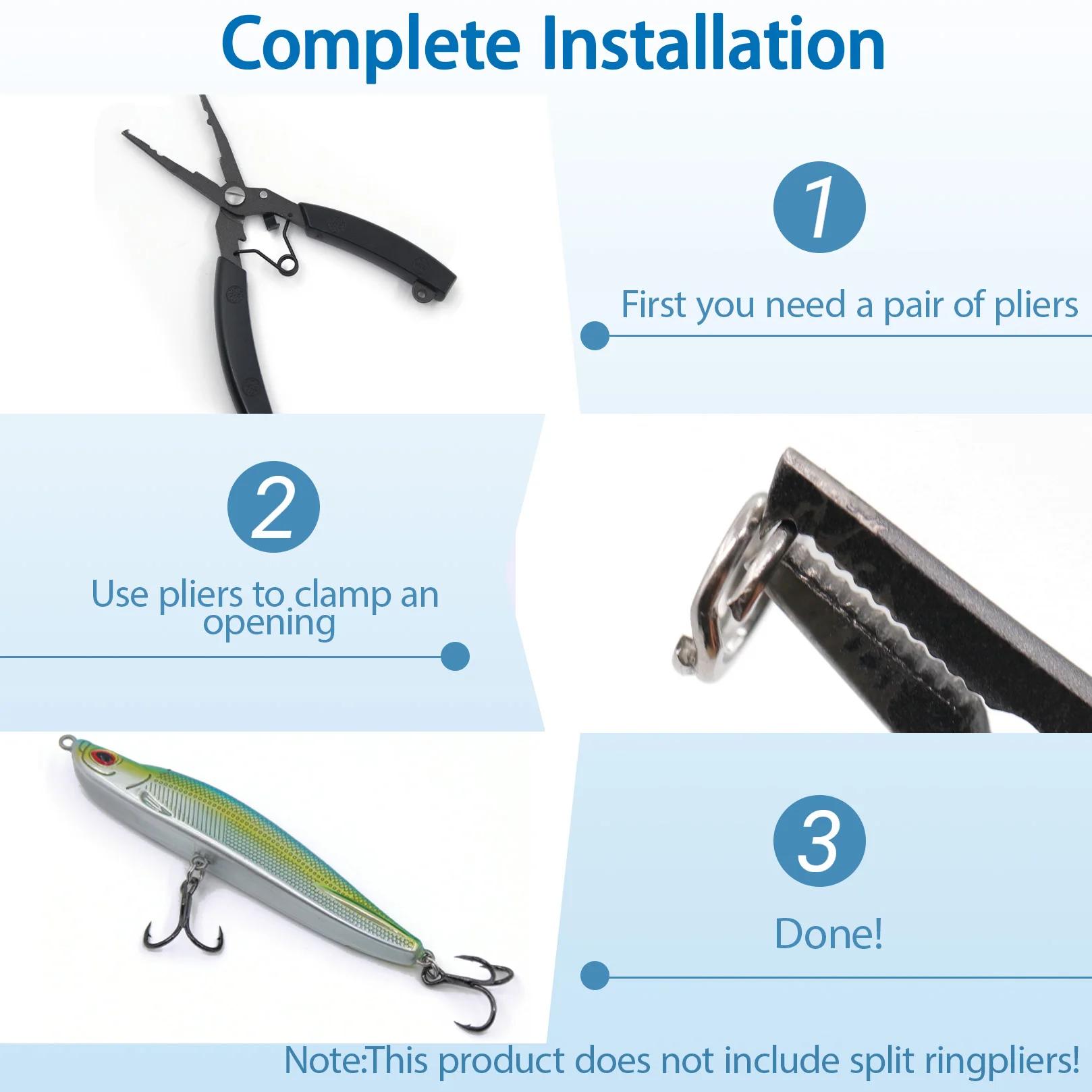 Anneaux de pêche fendus 30~200 pièces en acier inoxydable, anneaux d'appât aplatis robustes pour eau