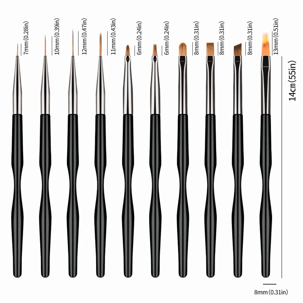 10 pièces/ensemble pinceaux pour Nail Art Liner Gel vernis lignes fleur peinture dessin stylo pour N