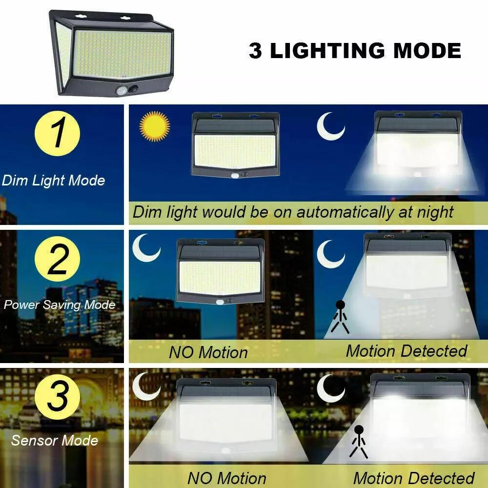Lampe solaire d'extérieur à 468 LED avec détecteur de mouvement PIR, étanche, 62 Sunlight, lampadair