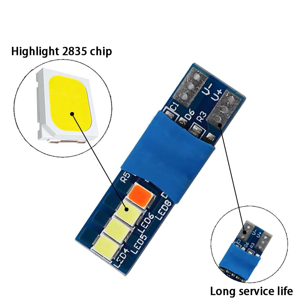 Lumière de lecture Canbus W5W T10 8smd 2835, 10 pièces, anti-erreur, ampoule de porte, Parking, bleu