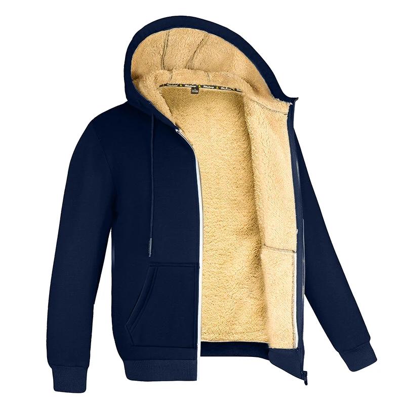 Veste à capuche en laine d'agneau pour homme et femme, manteau chaud, manches longues, sweats à capu