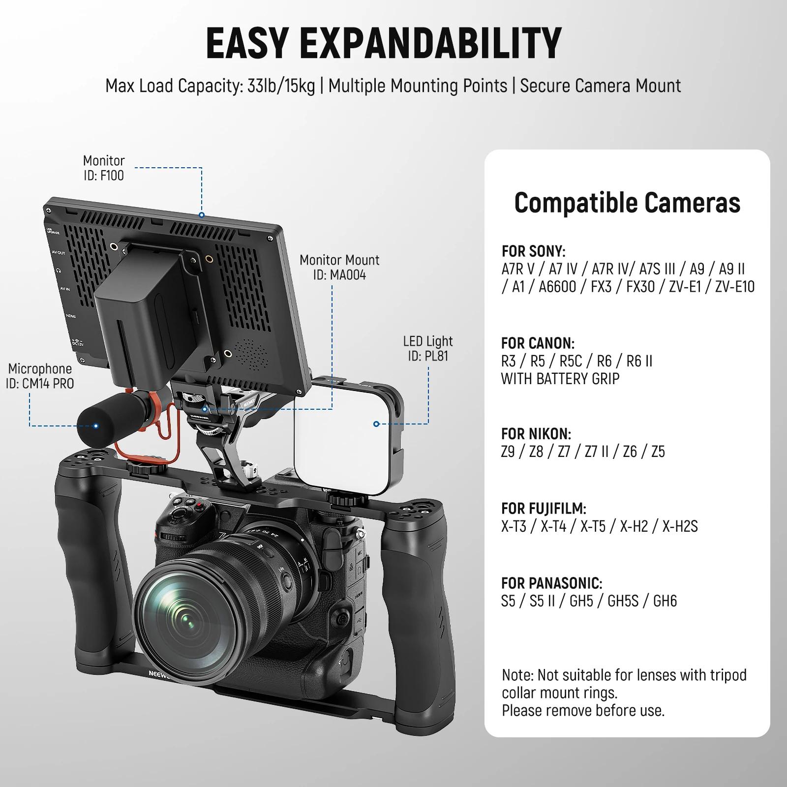 NEEpacks-Stabilisateur de caméra universel avec poignée supérieure, kit de localisation ARRI 3/8 ",