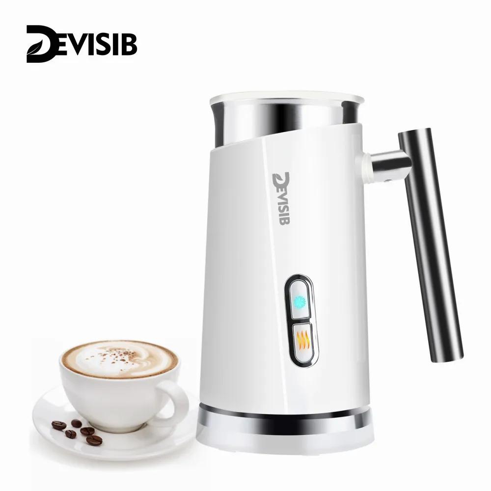 DEVISIB 3 in 1 Mousseur à lait électrique, 300ml, automatique, chaud et froid, pour café, latte, cap