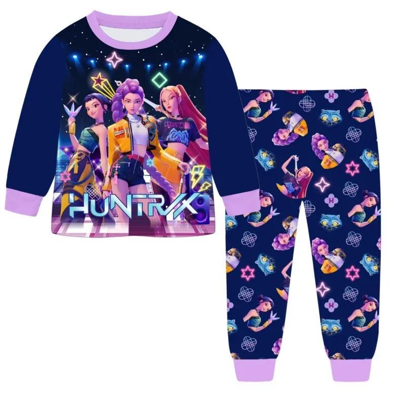 Nouveau dessin animé sorcière chasse escouade imprimer pyjama costume hauts + pantalons 2 pièces ens