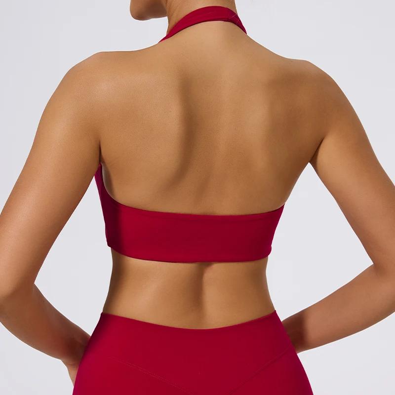 Hearuisavy Soutien-gorge de sport respirant pour femme, dos ouvert, ajouré, haut de yoga et de fitne