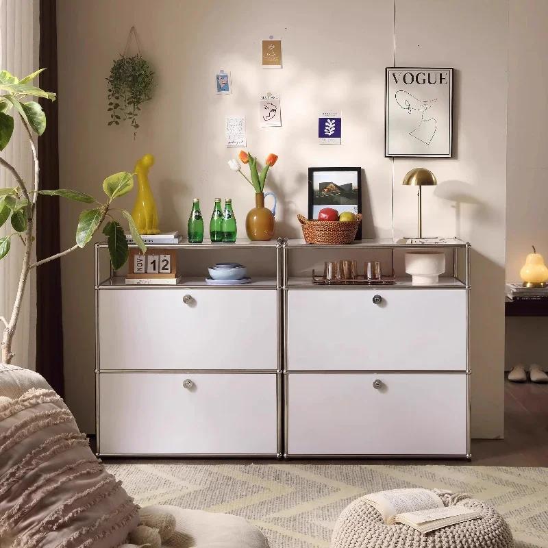 Armoire de cuisine noir et blanc, Module en acier inoxydable 304, armoire de rangement, casier, comm