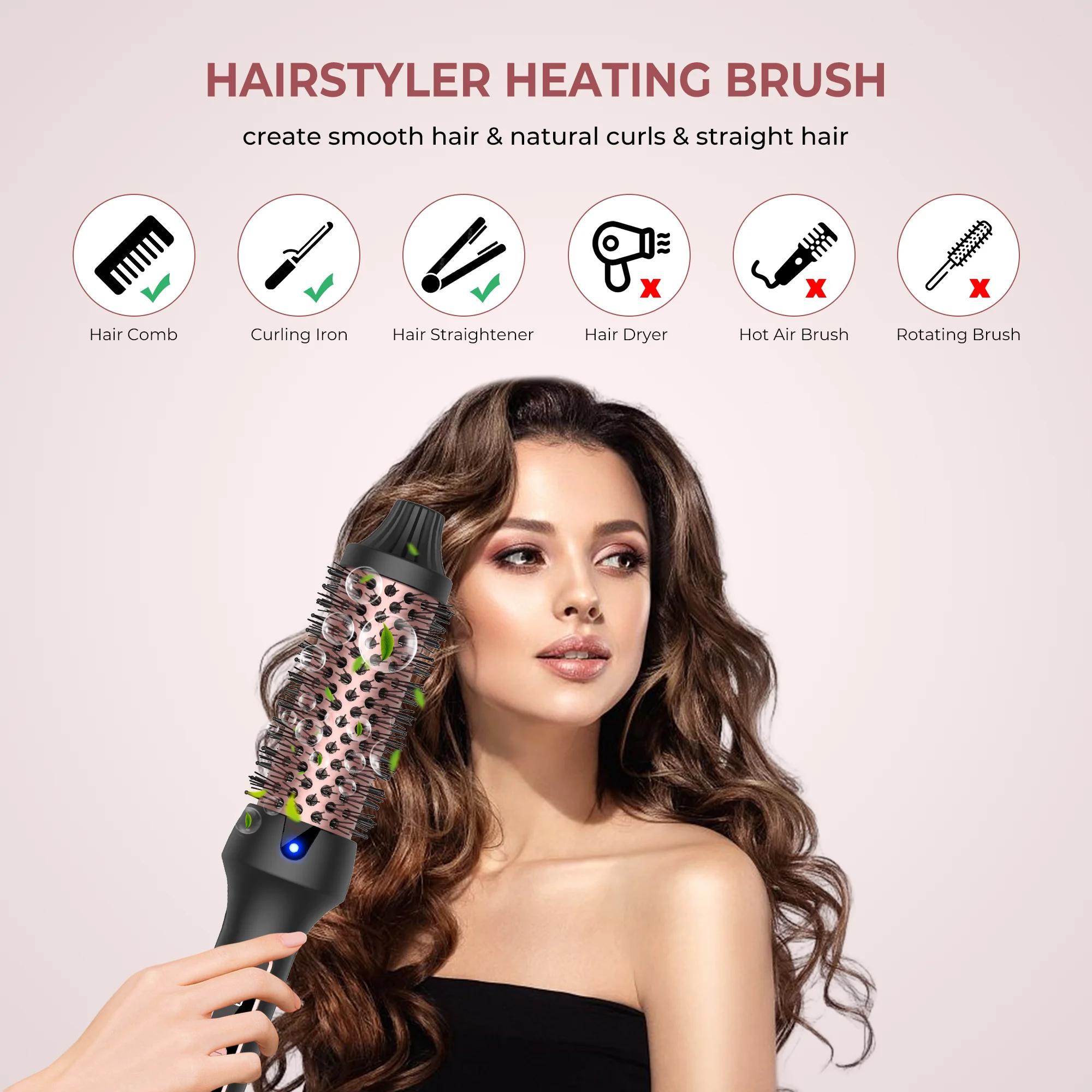 Brosse de fer à friser ionique, brosse thermique, peigne à friser, créer des boucles adt et volume,