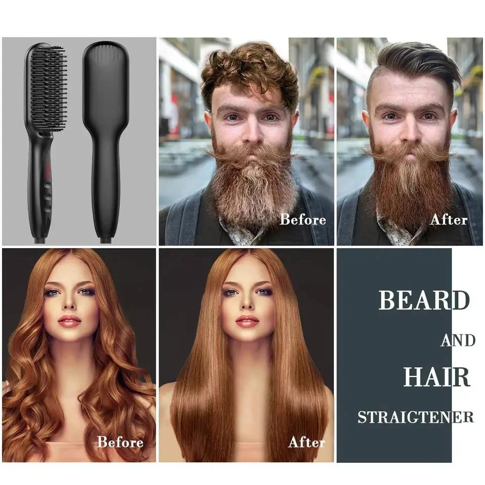 Brosse à Lisser les Cheveux, Peigne Électrique, Chaud, Anti-Brûlure, Céramique, Barbe