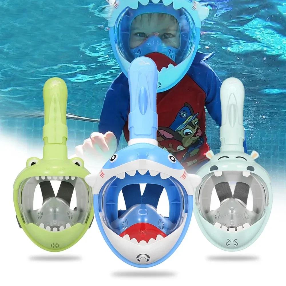 Masque de plongée intégral pour enfants, dessin animé, natation, plongée sous-marine, anti-buée, ens