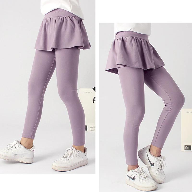 2026 nouveauté coton maigre grands enfants filles jupe Leggings haute élastique solide printemps ado