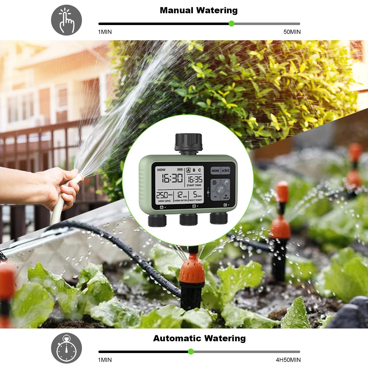 Eshico-Arroseur de jardin numérique, minuterie d'eau à 3 sorties, programme de contrôle indépendant,