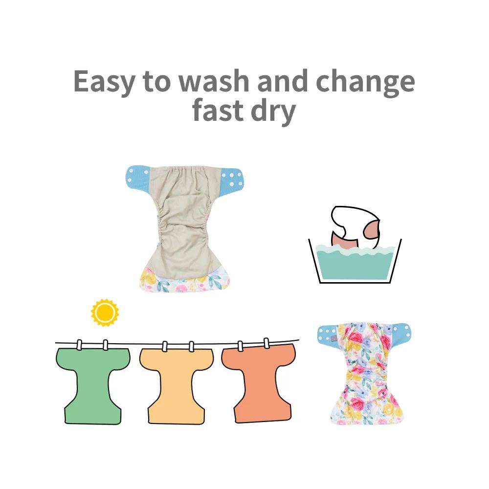 Elinfant ensemble de couches en tissu bébé 8 pièces/ensemble couches de poche taille unique ou avec