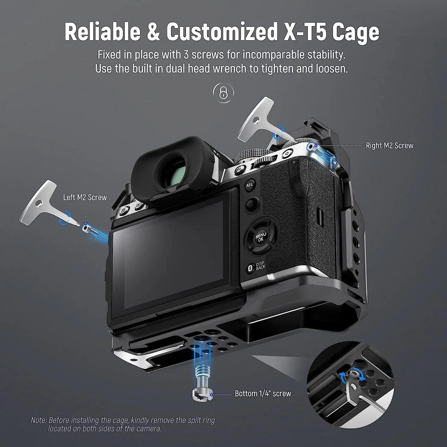 Cage complète pour appareil photo NEEWER compatible avec Fujifilm X-T5, Rig vidéo en aluminium pour