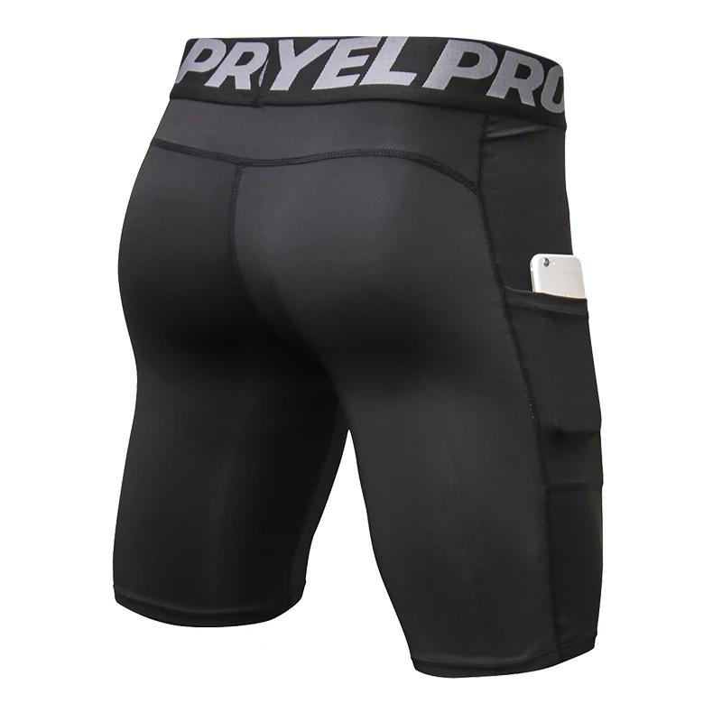 Short de compression homme course poche séchage rapide entraînement fitness sport