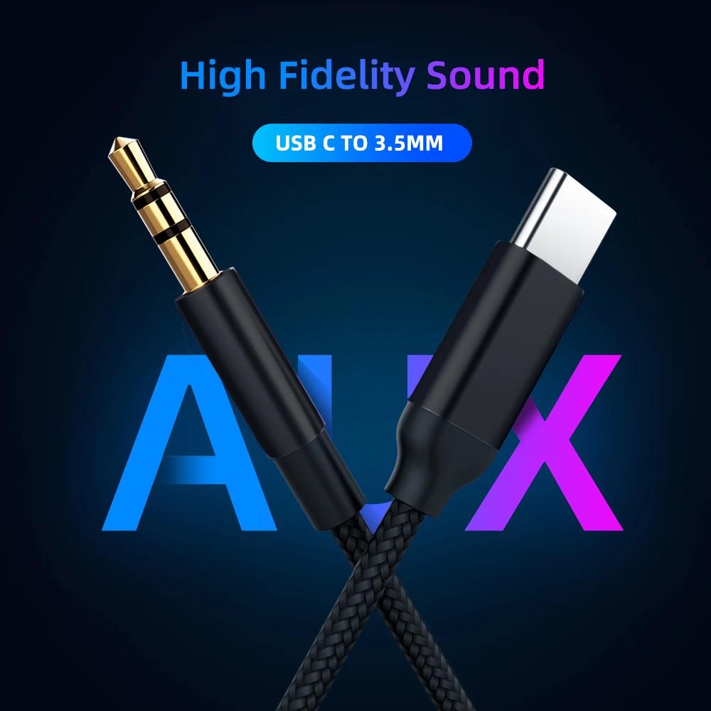 NNBILI-Câble auxiliaire USB Type-C vers Jack 3.5mm, adaptateur audio pour haut-parleur de voiture, t