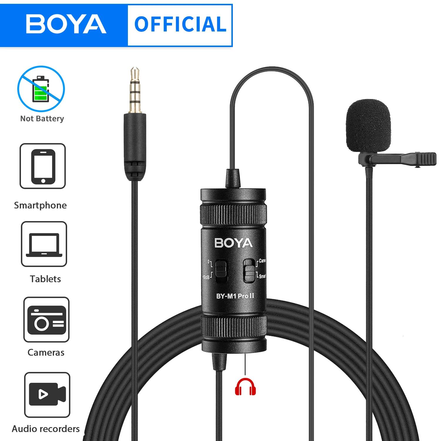 BOYA BY-M1 PRO II 3.5mm Lavalier Revers Microphone pour Téléphone Portable PC Ordinateur Portable Ca