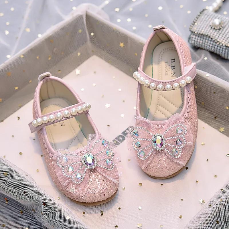 Nouvelles Chaussures Souples de Princesse en Cristal 2026 pour Enfants – Ballerines Décontractées et