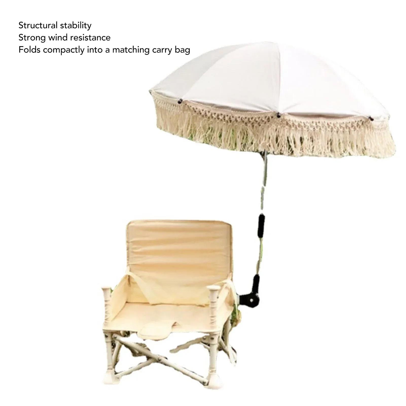 Parasol Beige à Franges Ultraviolets pour Bébé, Parapluie de Plage Extérieur pour Enfant, Accessoire