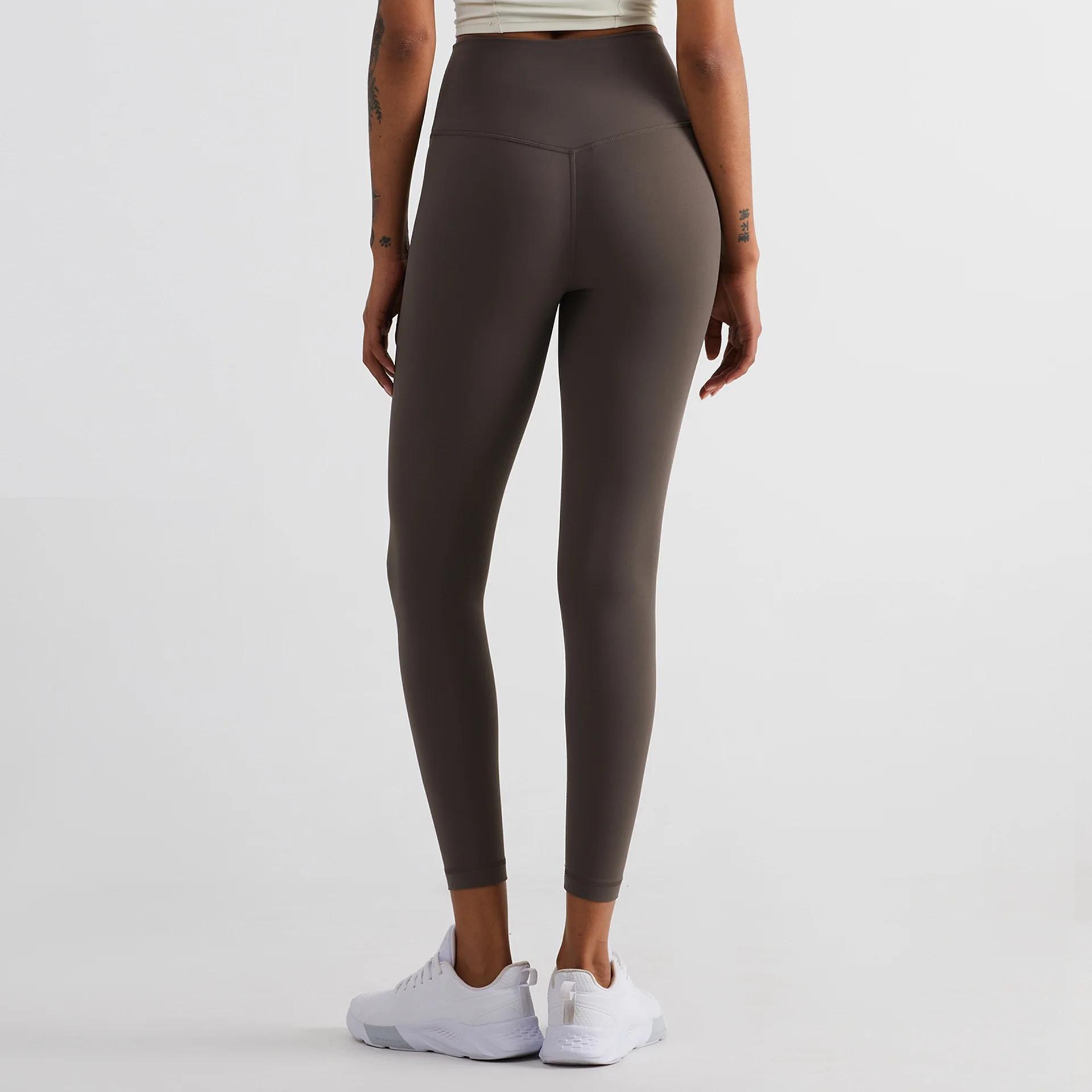 Legging yoga femme taille haute couleur unie doux athlétique sport entraînement jogging poche
