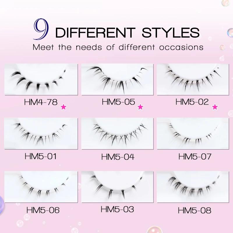 10 paires de cils inférieurs Manga, bande transparente, vaporeux, petite flamme sous les yeux, maqui