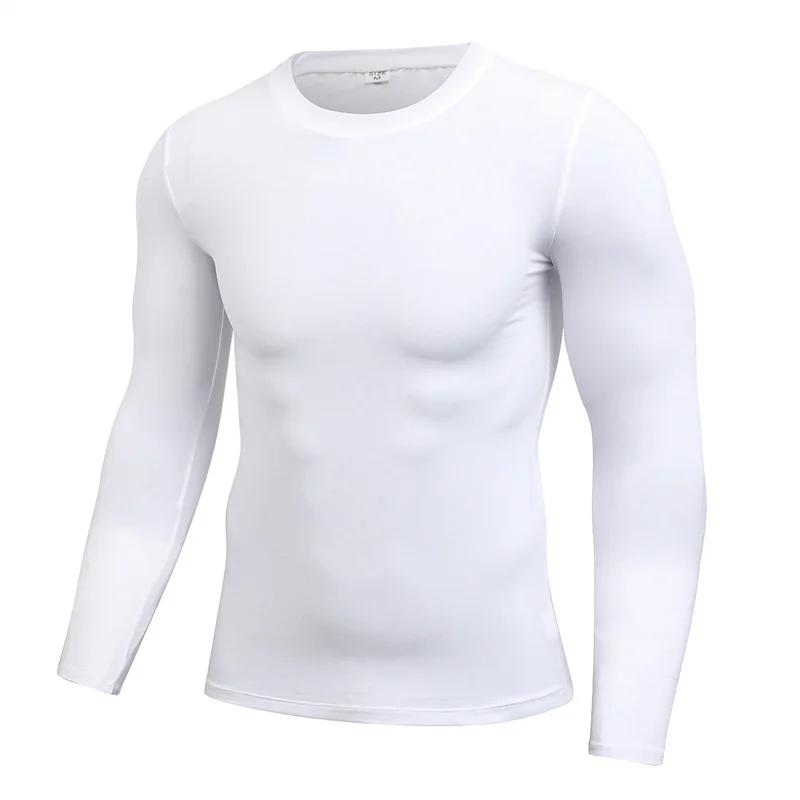 Hommes Compression course T-Shirt Fitness serré à manches longues Sport T-shirt formation Jogging ch