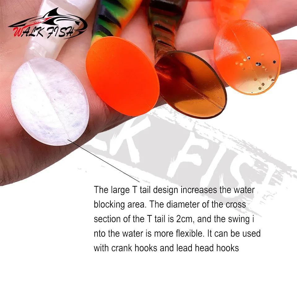 WALK FISH 3 pièces 10 cm/10.3g T queue Leurres souples pêche appâts souples artificiels Silicone Leu