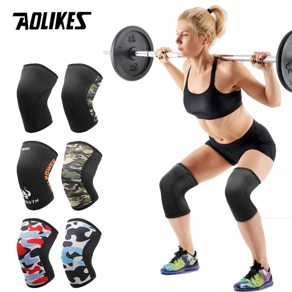 AOLIKES 1 paire Squat 7mm genouillères soutien gymnastique sport Compression néoprène genou protecte