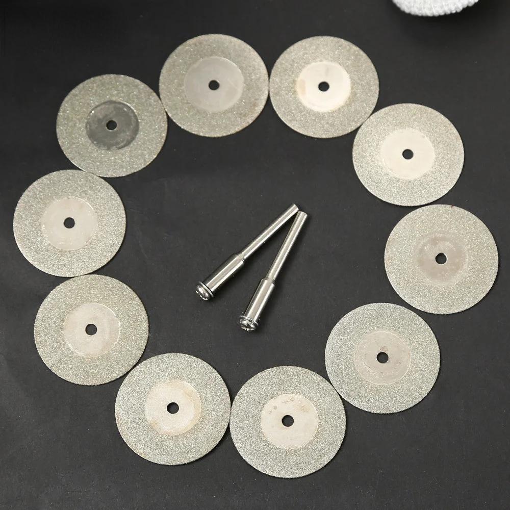 Disques de coupe diamantés 30mm, Mini lame de scie coupée avec 2 pièces de connexion de tige de 3mm