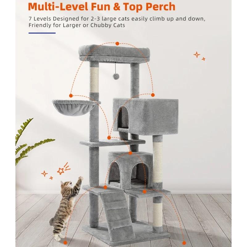 Arbre à Chat pour Grands Chats Adultes avec Super Grand Perchoir Supérieur, Tour pour Grands Chats a