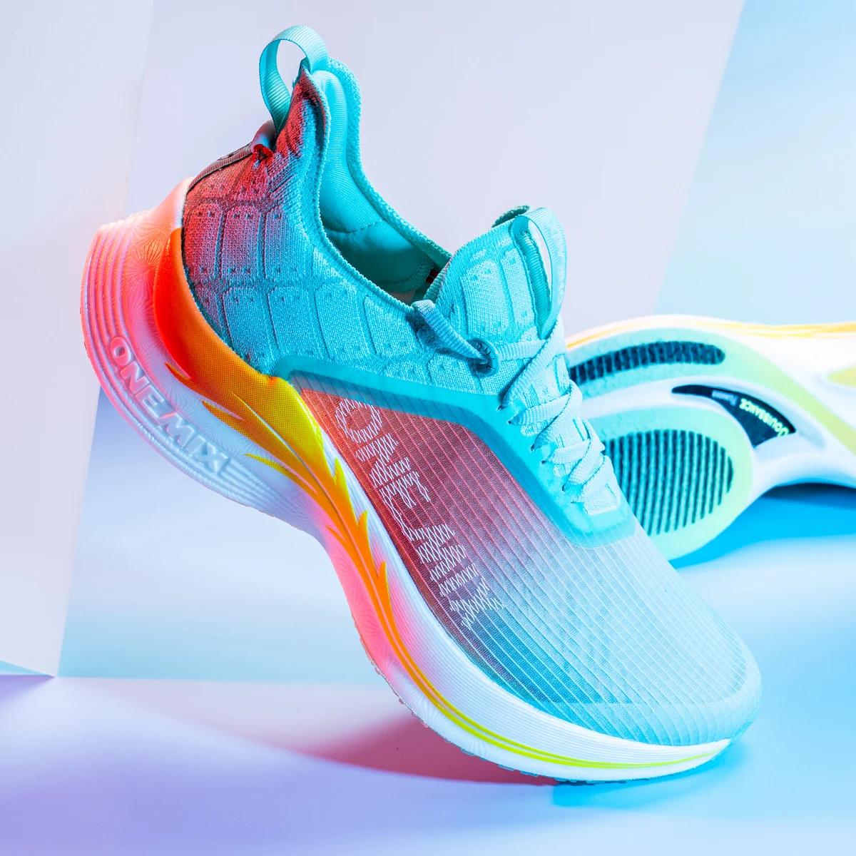 Chaussures de course ONEMIX avec fibre de carbone - Professionnel marathon ultra-léger amortissement trail route