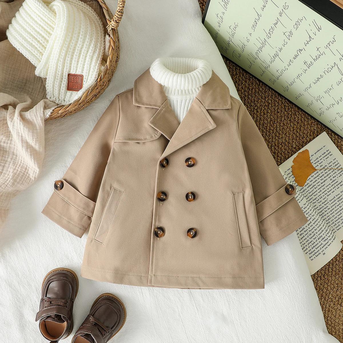 Trench-Coat pour bébés garçons, nouvelle mode automne/hiver, veste à manches longues, Cardigan Doubl