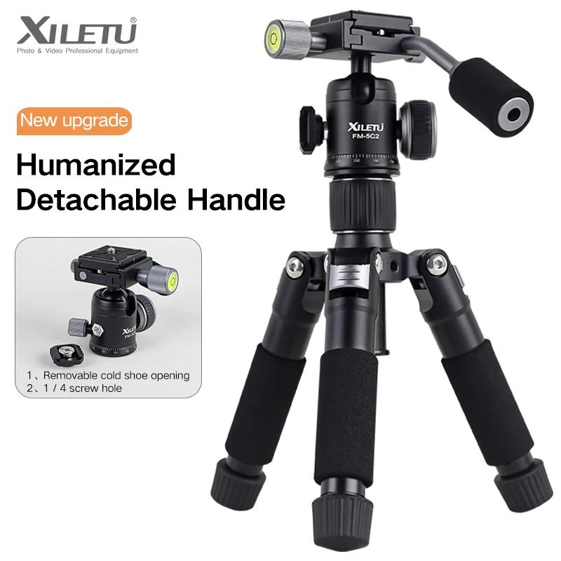 XILETU FM5C2 Mini trépied en métal Portable support de voyage léger avec poignée de tête à 360 degré