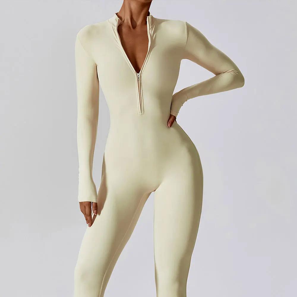 Combinaison de Yoga à manches longues pour femmes, vêtements de sport, combinaisons de gymnastique à