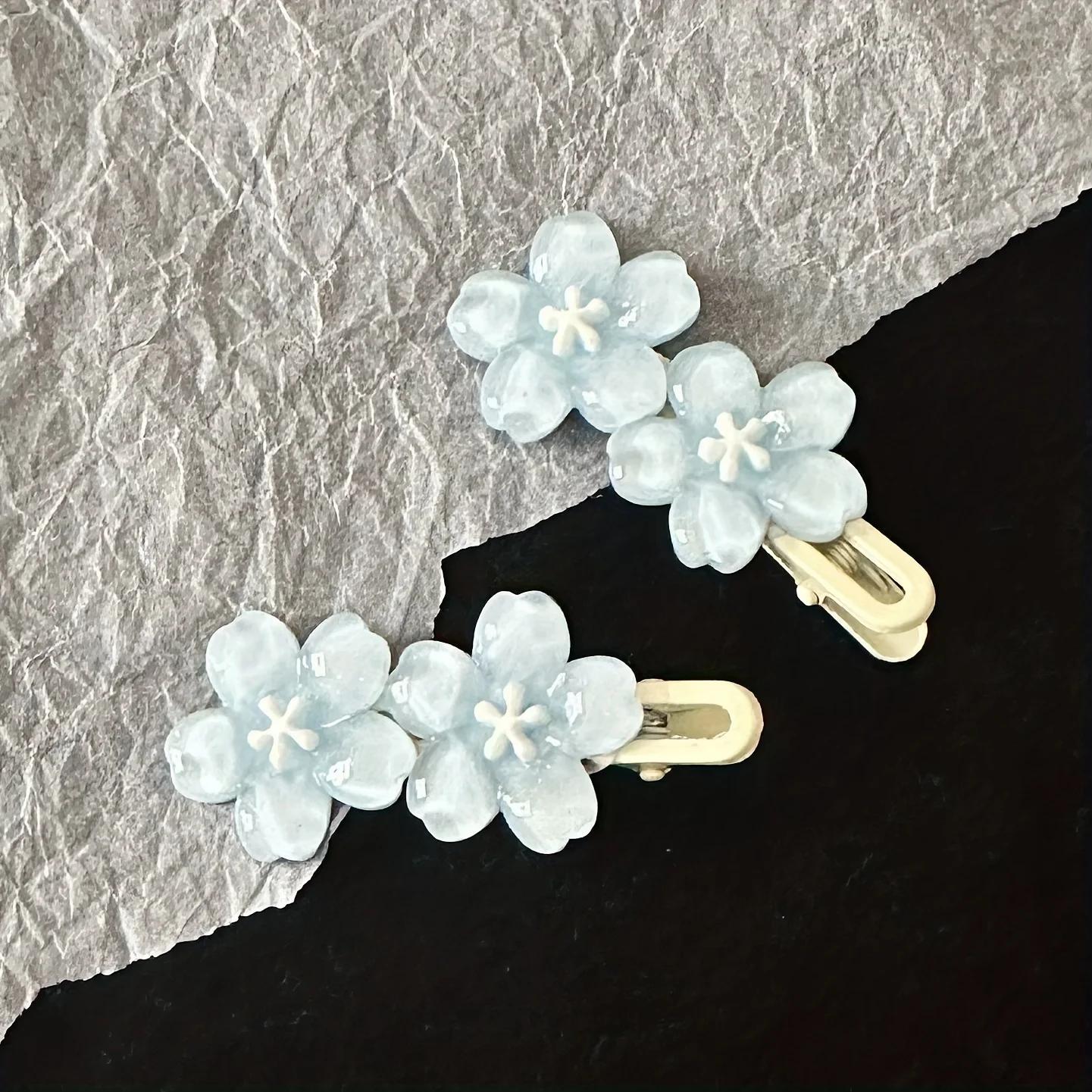 Pince à Cheveux Colorée à Cinq Pétales pour Femme, Accessoires à Motif Floral, Résines, 1 ou 2 Pièce
