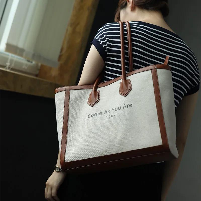 Sac fourre-tout de grande capacité pour femmes, avec compartiment pour ordinateur portable, toile de