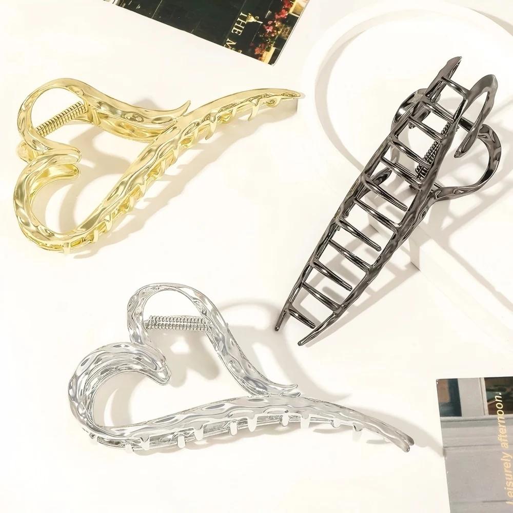 Barrettes à cheveux argentées au Design d'amour élégant, 1 pièce, pince à cheveux dorée en forme de
