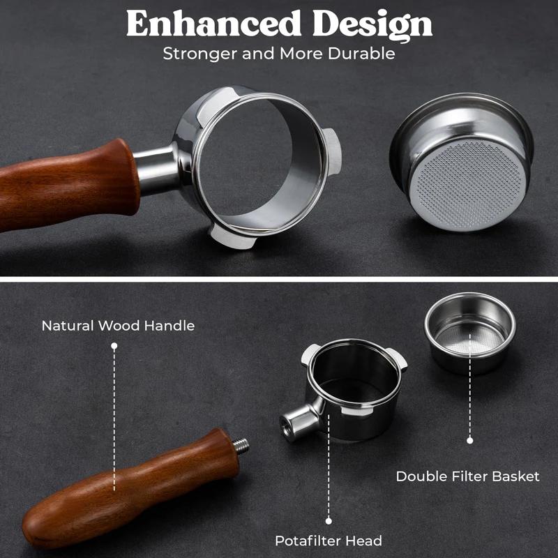 Porte-filtre à café sans fond pour machine à expresso Hiinvasive, acier inoxydable, 51mm, 3 oreilles