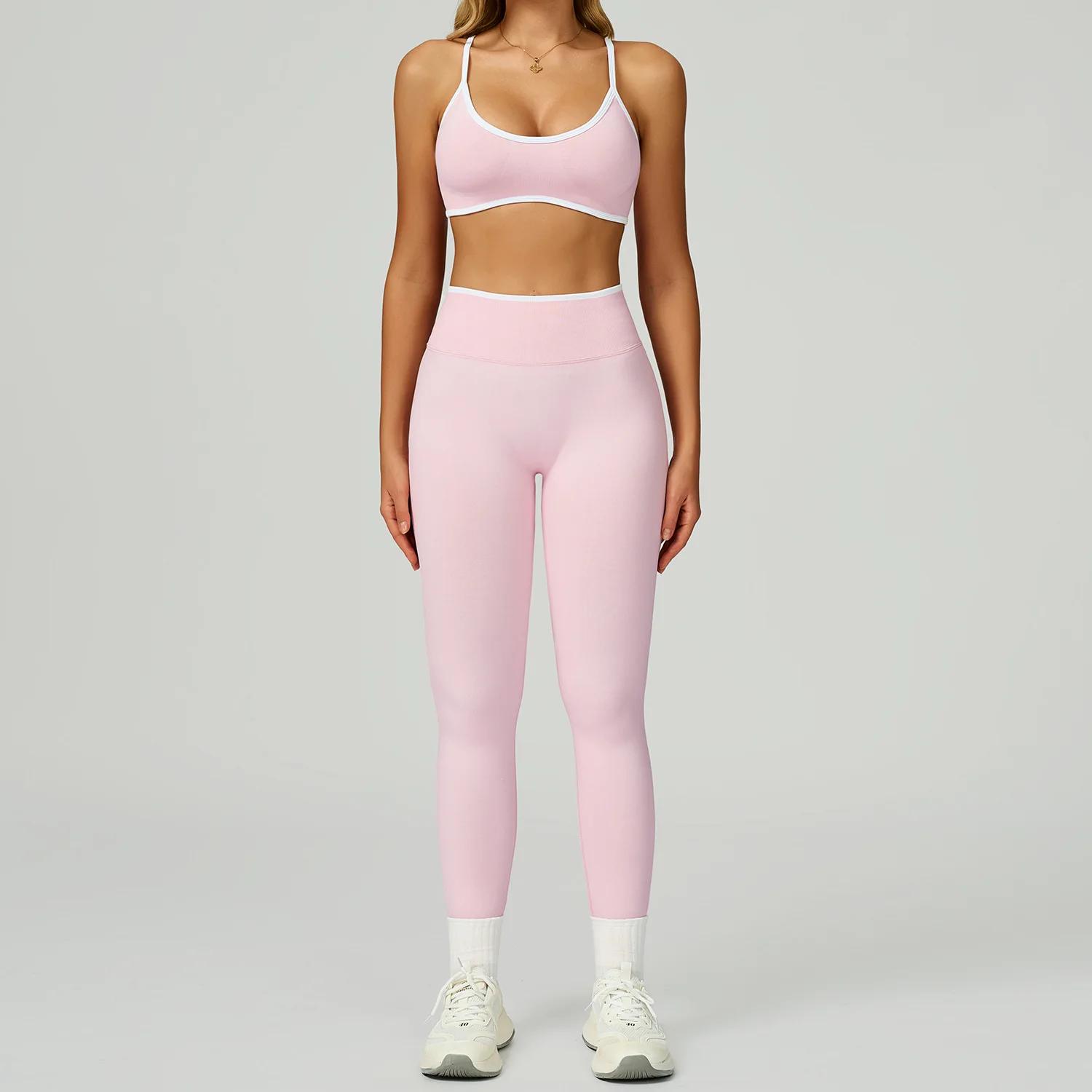 Ensemble de sport sans couture pour femmes, vêtements de Fitness, blocage de couleur, ensembles de Y