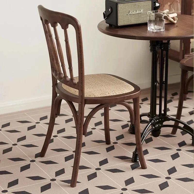 Chaise de salle à manger Napoléon vintage, siège tissé en rotin et bois massif, chaise d'appoint rét