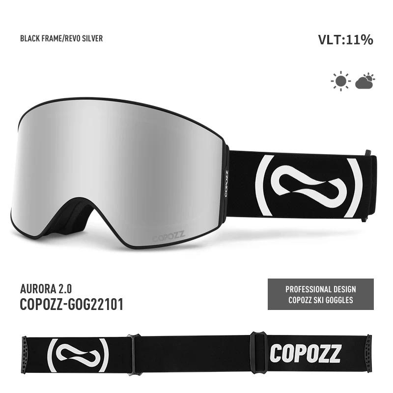 COPOZZ lunettes de Ski professionnelles magnétiques Protection UV400 lunettes de Ski Anti-buée pour