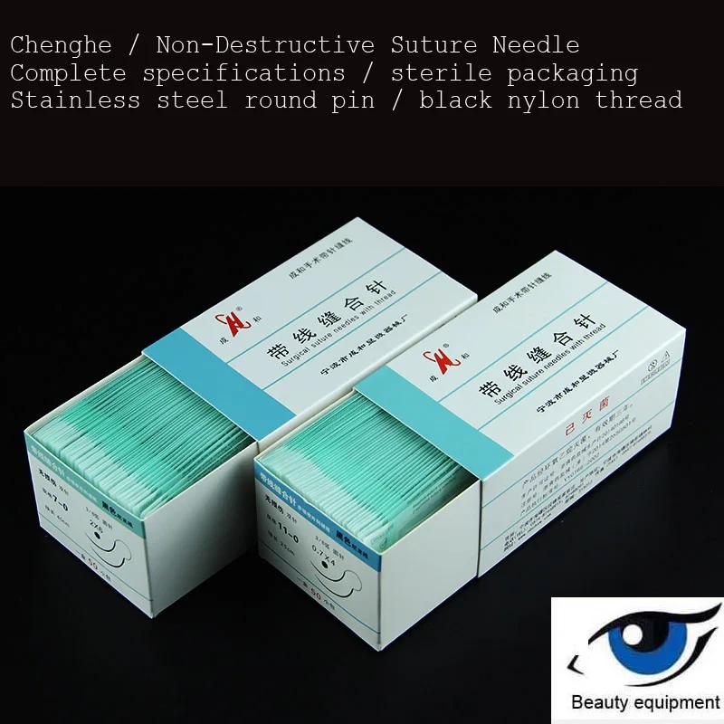 Aiguille de suture microchirurgicale non invasive Ningbo Chenghe avec fil de nylon noir suture nerve