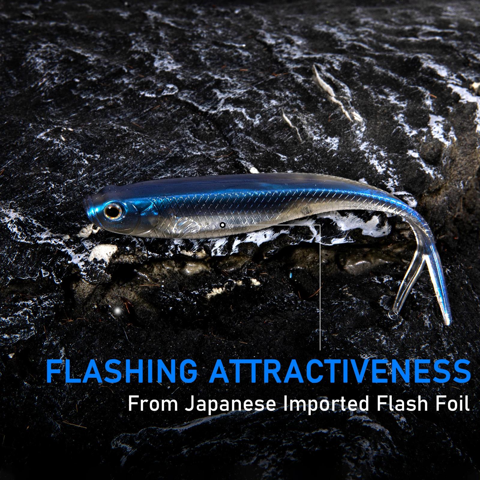 Dr.Fish 5/6 pièces pêche leurre souple en plastique fourchette d'eau salée queue goutte tir Silicone