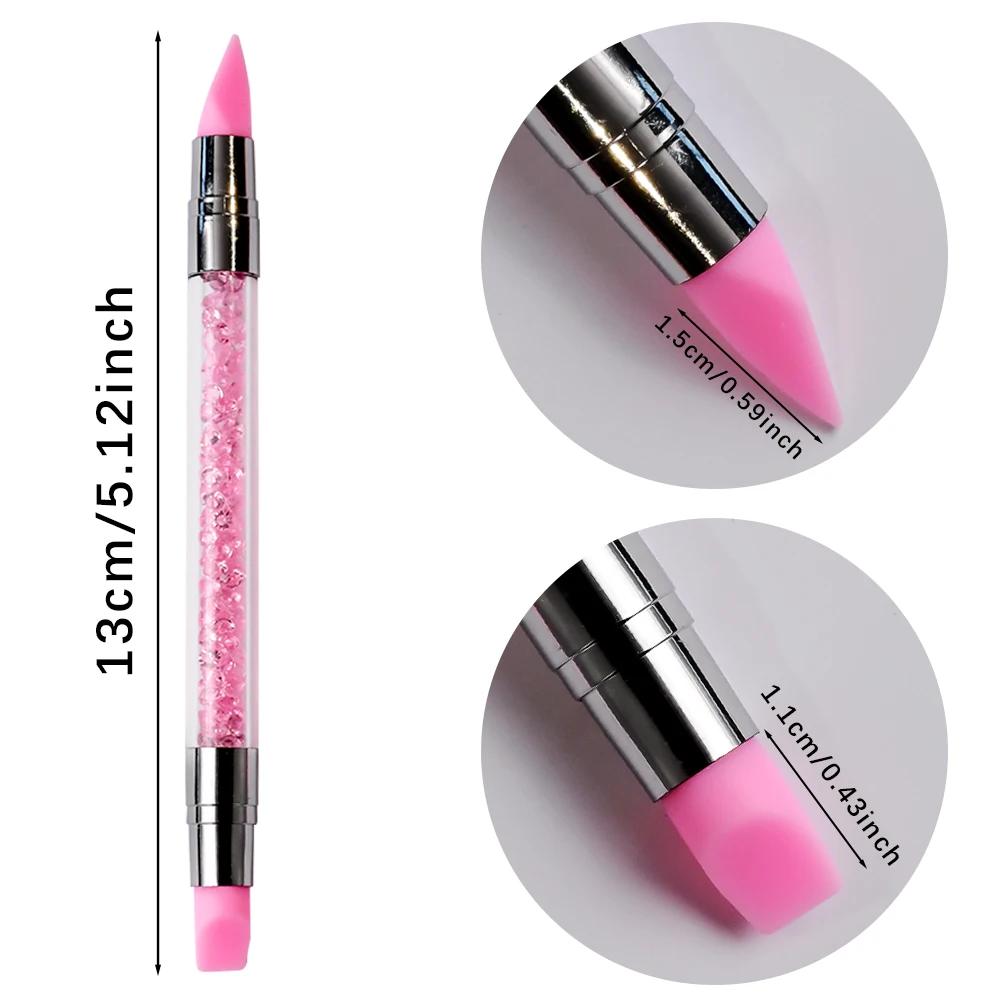 Stylo de sculpture en silicone pour nail art, biscuits rose fini, fleur 3D carimplantée, outil de po