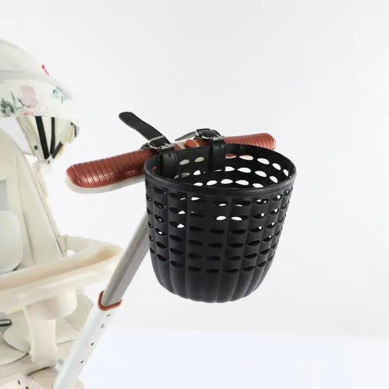Panier de vélo pour enfants, panier de rangement durable avec sangles réglables en PU, panier de gui